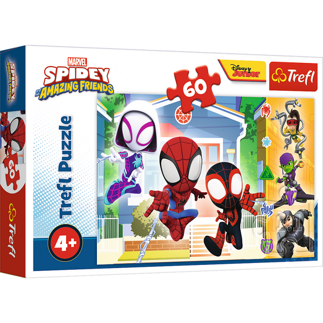 Puzzle carton 60 piese Trefl Spidey - impreuna cu prietenii, 17371, 4+ ani