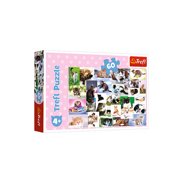 Puzzle carton 60 piese Trefl Lumea pisicilor, 17332 / 445888, 4+ ani