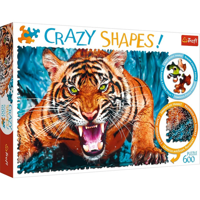 Puzzle carton 600 piese Trefl Crazy Shapes - Tigru, 11110, 10+ ani
