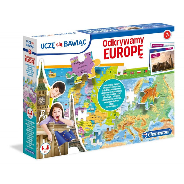 Puzzle carton 104 piese Clementoni Descopera Europa, 50020, 7+ ani