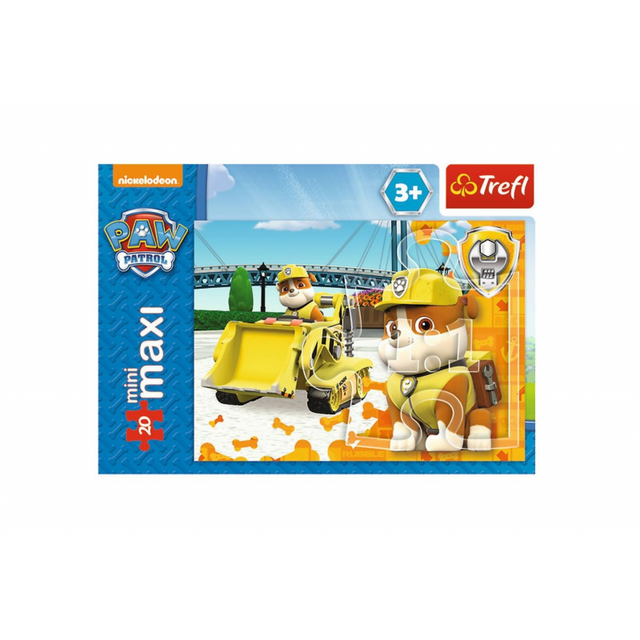 Puzzle carton 20 piese Trefl Paw Patrol - Rubble, 21069, 3+ ani