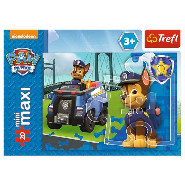 Puzzle carton 20 piese Trefl Paw Patrol - Chase, 21071, 3+ ani