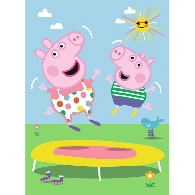 Puzzle carton 20 piese Trefl Peppa Pig - Trambulina, 21125, 3+ ani