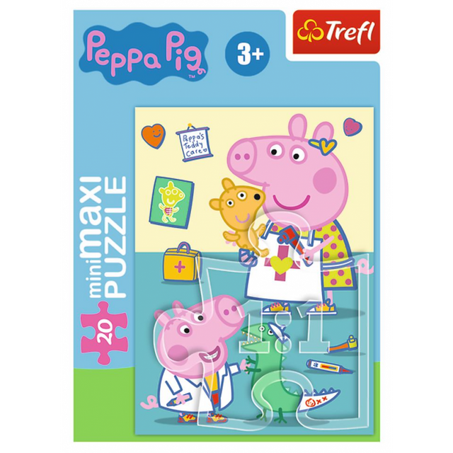 Puzzle carton 20 piese Trefl Peppa Pig - joaca de-a doctorul, 21127, 3+ ani