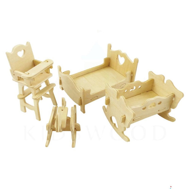 Puzzle lemn 3D - Mobilier camera copil, 2 foi, Colorarte, P010-2