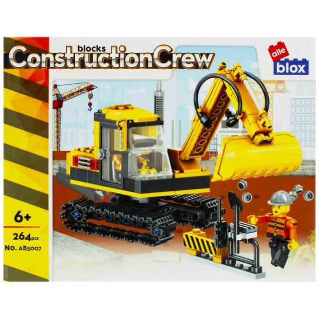 Set de constructie Alleblox Construction Crew - excavator - AB5007 / 478244, 264 piese, 6+