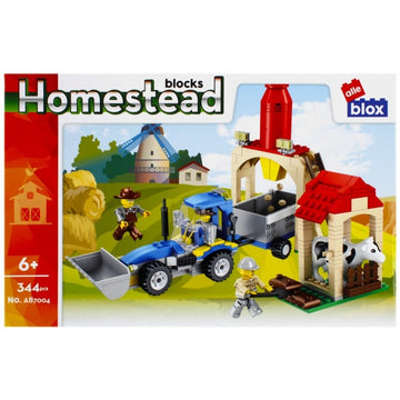 Set de constructie Alleblox Homestead - siloz si tractor cu remorca - AB7004 / 478255, 344 piese, 6+
