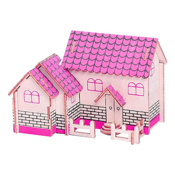 Puzzle lemn 3D - Casa Roz, 2 foi, Colorarte, A-106