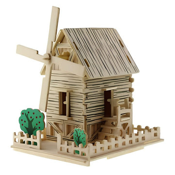 Puzzle lemn 3D - Moara de vant, 2 foi, Colorarte, PJ-S071
