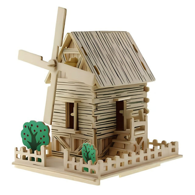 Puzzle lemn 3D - Moara de vant, 2 foi, Colorarte, PJ-S071