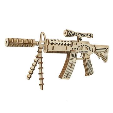 Puzzle lemn 3D - Mitraliera cu luneta Carbine WP-051, 2 foi, Colorarte, PJ-S088