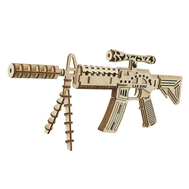Puzzle lemn 3D - Mitraliera cu luneta Carbine WP-051, 2 foi, Colorarte, PJ-S088