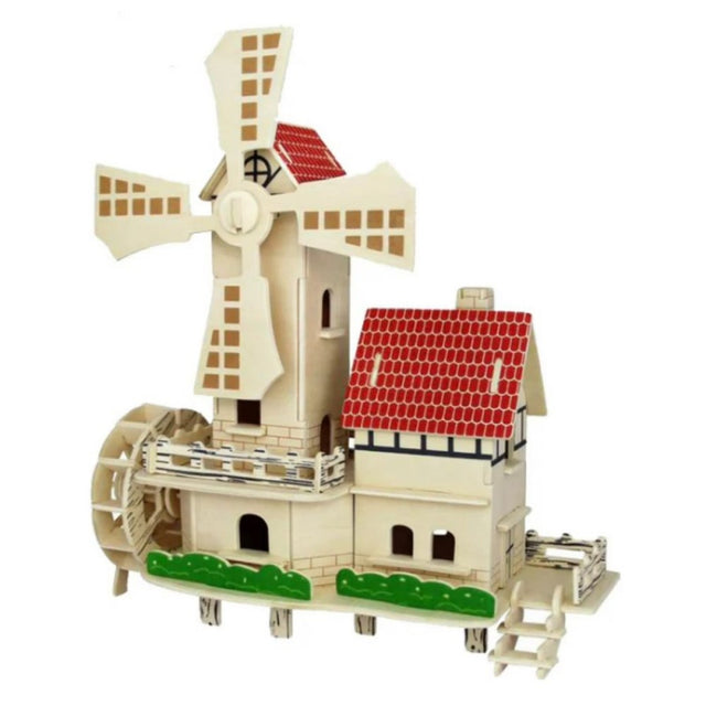 Puzzle lemn 3D - Moara de vant cu moara de apa, 3 foi, Colorarte