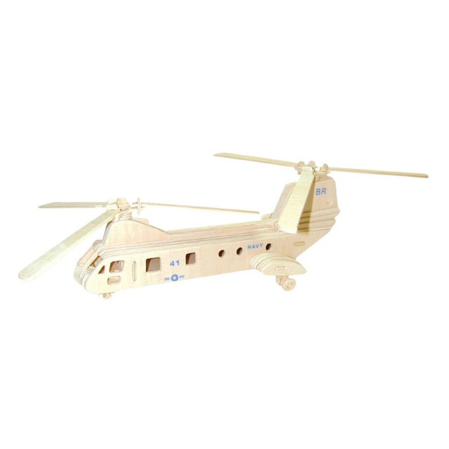 Puzzle lemn 3D - Elicopter militar cu 2 elicii, 3 foi, Colorarte, PJ-S111