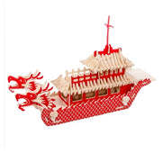 Puzzle lemn 3D - Barca chinezeasca Dragon, 4 foi, Colorarte, PJ-S135