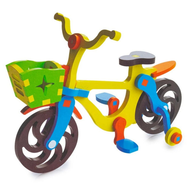 Puzzle lemn 3D - Bicicleta pentru copii colorata, 32 piese, 6+ ani, Colorarte