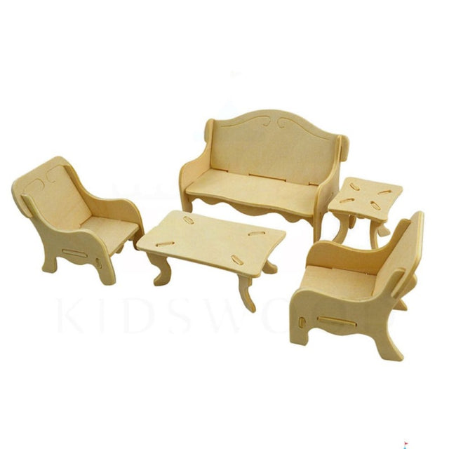 Puzzle lemn 3D - Mobilier sufragerie, 2 foi, Colorarte, P008-2