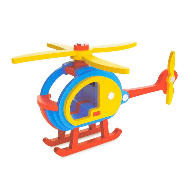 Puzzle lemn 3D - Elicopter colorat, 6+ ani, Colorarte