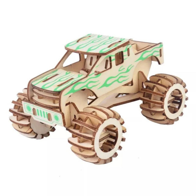 Puzzle lemn 3D - Masina de teren, 2 foi, 124 piese, Colorarte, B-051