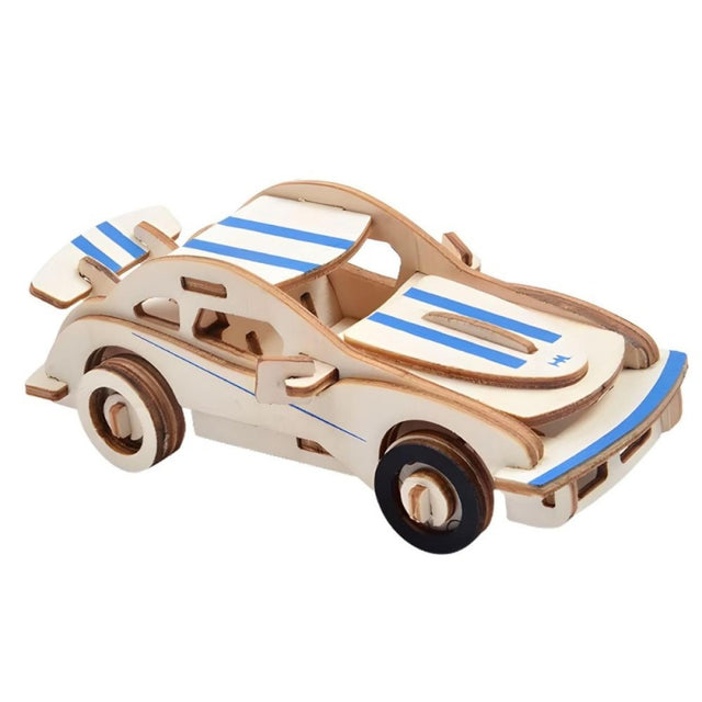 Puzzle lemn 3D - Masina Porsche, 2 foi, 43 piese, Colorarte, A-51