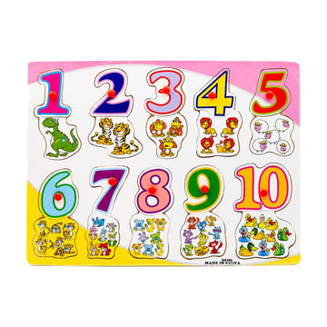 Puzzle lemn educativ - Invata cifre si animale, 3+ ani, Colorarte, DX585