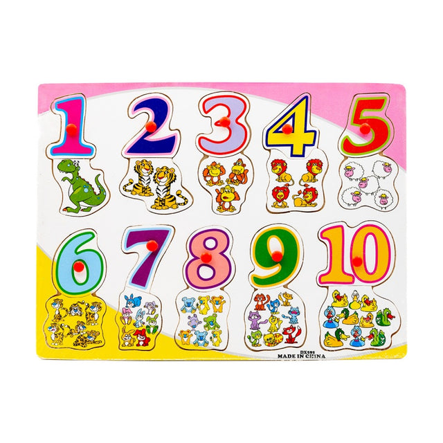 Puzzle lemn educativ - Invata cifre si animale, 3+ ani, Colorarte, DX585