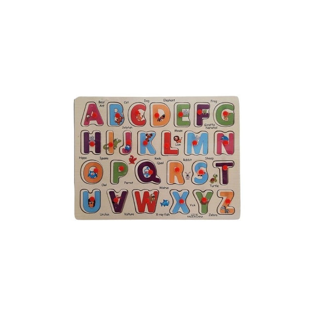 Puzzle lemn educativ - Invata literele cu animale, 26 piese, 3+ ani, Colorarte, L22-30, DX527