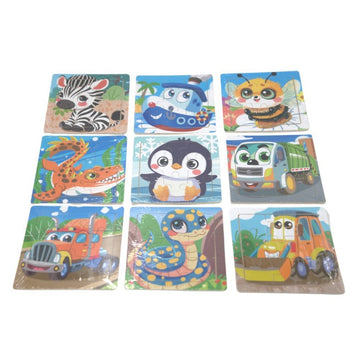 Puzzle lemn - Mini Animale, 15x15cm, relief didactic, diverse modele, CNX ZRP018
