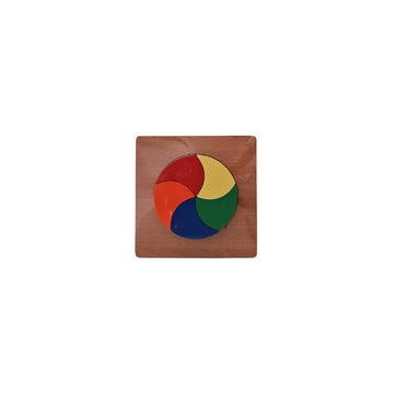 Puzzle lemn educativ - Tangram Cerc colorat, 5 piese, 3+ ani, Colorarte