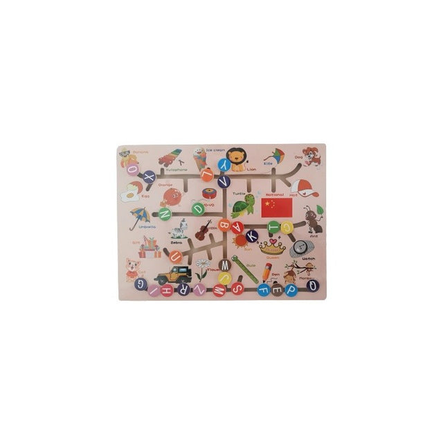 Puzzle lemn labirint - Invata literele cu animale, 3+ ani, Colorarte