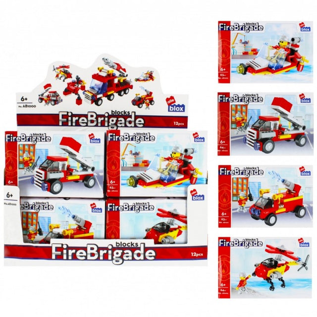 Set de constructie Alleblox Fire Brigade - vehicule de interventie, diverse modele - 477372, 63-64 piese, 6+