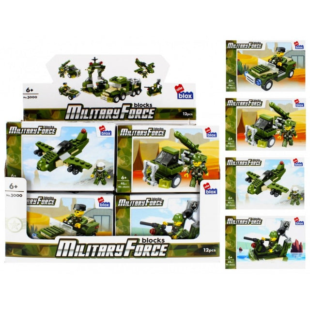 Set de constructie Alleblox Military Force - vehicule militare, diverse modele - 477374, 64-68 piese, 6+