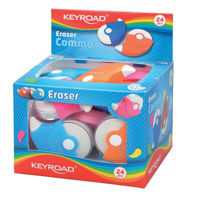 Radiera Keyroad Comma KR970990, rola, 65x46x20mm, diverse culori, 2 functii, protectie