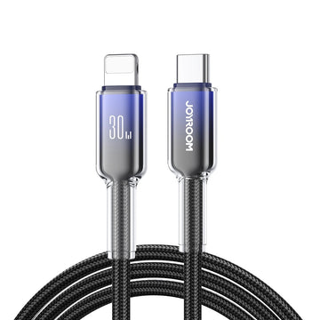 Cablu Date si Incarcare Joyroom A42, USB-C la Lightning, PD30W, QC3.0, Fast, Crystal, 1m - Negru