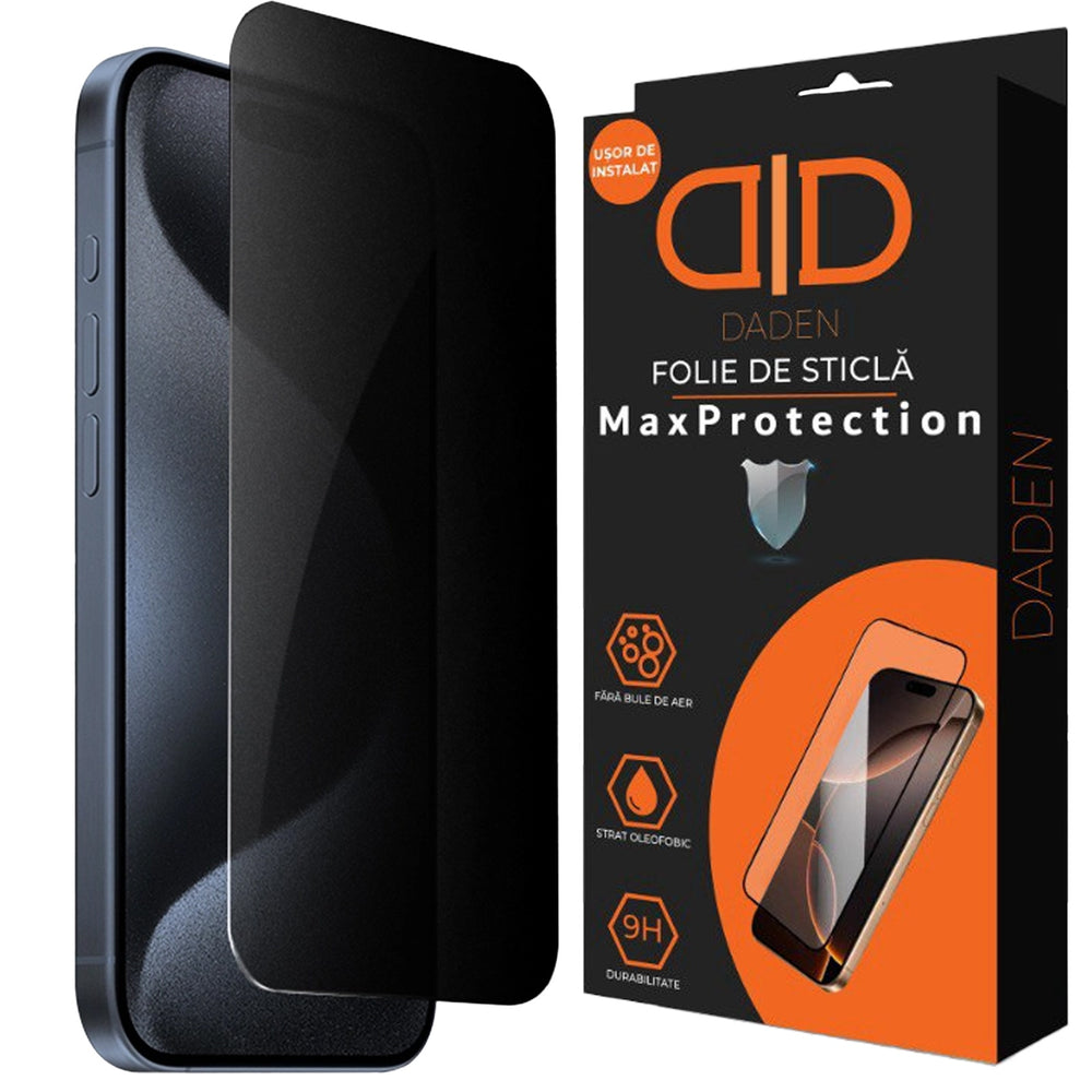 Folie Privacy pentru iPhone 17 Pro, Full Glass - Transparent / Negru