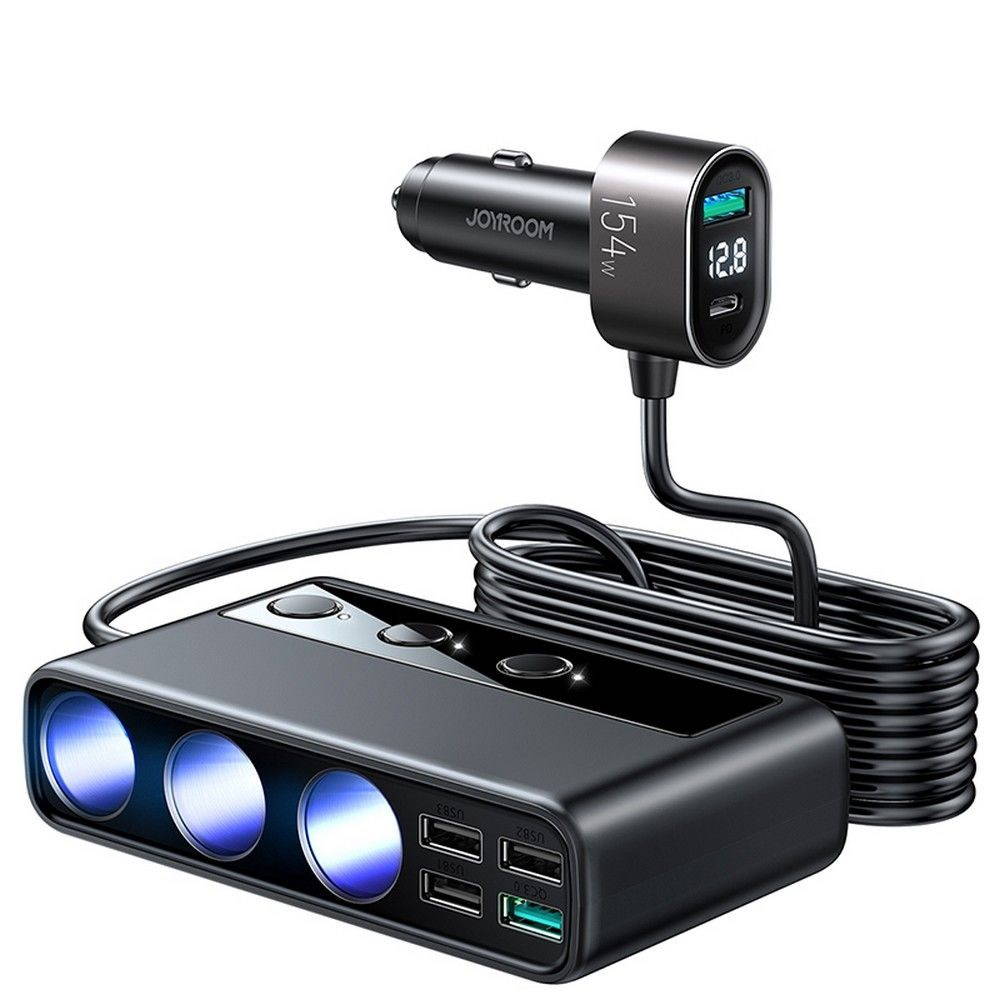 Incarcator Auto Cu Fir Joyroom JR-CL06, 154W, 1xUSB-C, 4xUSB-A, PD, QC 3.0 - Negru