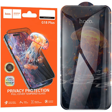 Folie Privacy Hoco G18 Plus pentru iPhone 16, Sticla Securizata AntiSpy - Rama Neagra
