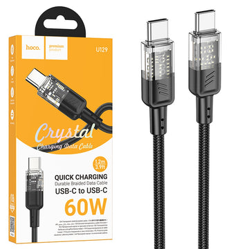 Cablu Hoco U129 Crystal, USB-C, 60W, 1.2m - Negru