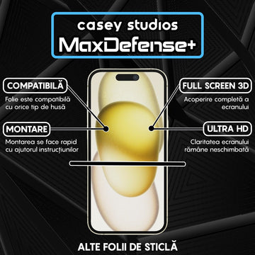 Folie Clear pentru iPhone 15, AntiStatic Glass - Transparent / Negru