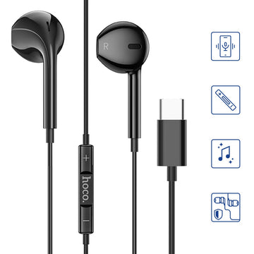 Casti cu Fir Hoco M101, In Ear, USB-C, Microfon si Control Volum, HiFi - Negru