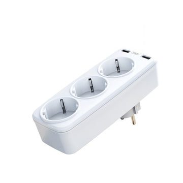 Adaptor Priza XO WL08, 3AC, 2xUSB-A, 2.4A - Alb