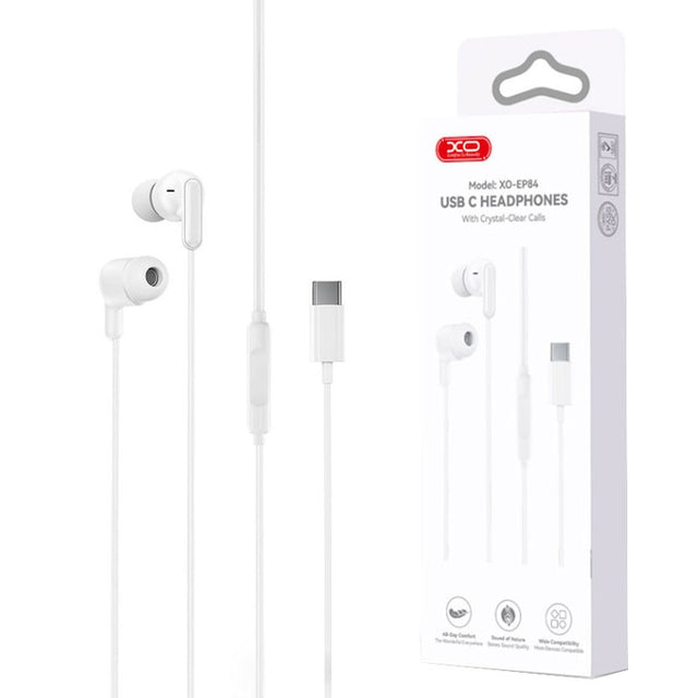 Casti cu Fir XO EP84, In Ear, USB-C, Stereo HiFi - Alb