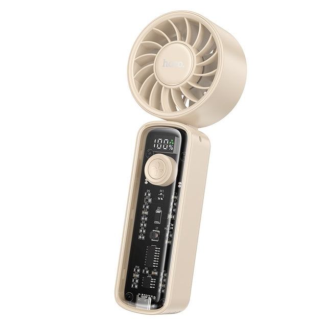 Cooler Hoco HX602, Portabil, X5 Viteze, 1200mAh, 2.5h, Foldable, Digital LED, Apricot