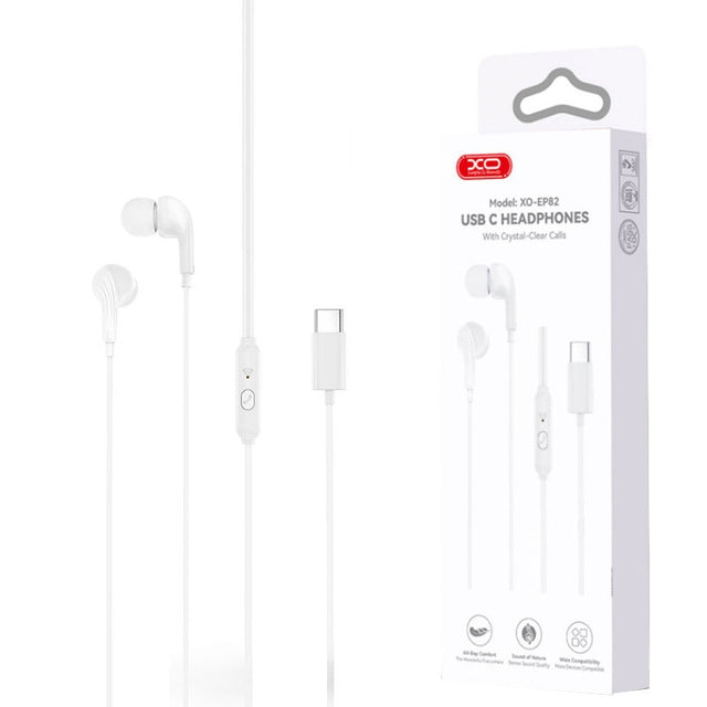 Casti cu Fir XO EP82, In Ear, USB-C, Stereo HiFi - Alb