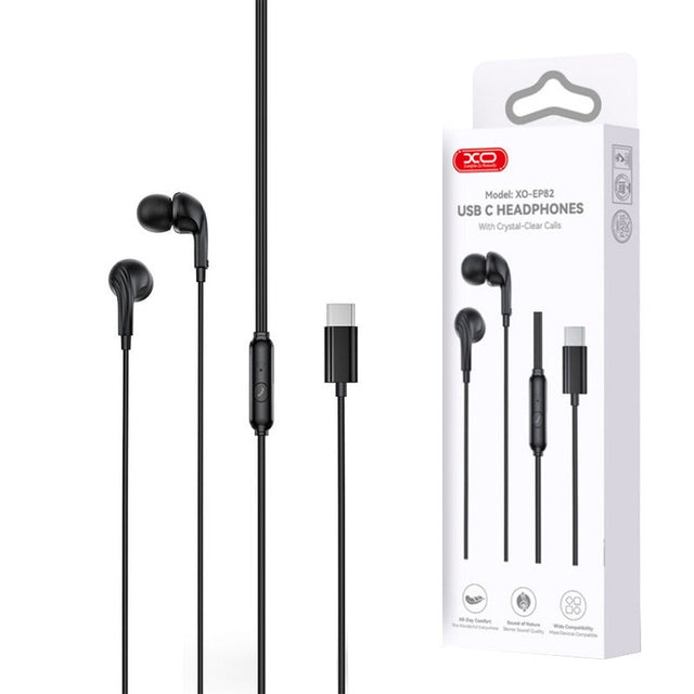 Casti cu Fir XO EP82, In Ear, USB-C, Stereo HiFi - Negru
