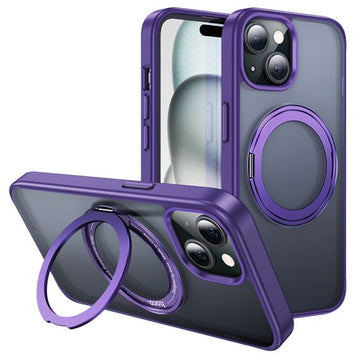 Husa Hoco AS1 pentru iPhone 15, MagSafe, Ring Stand, Frosted - Mov
