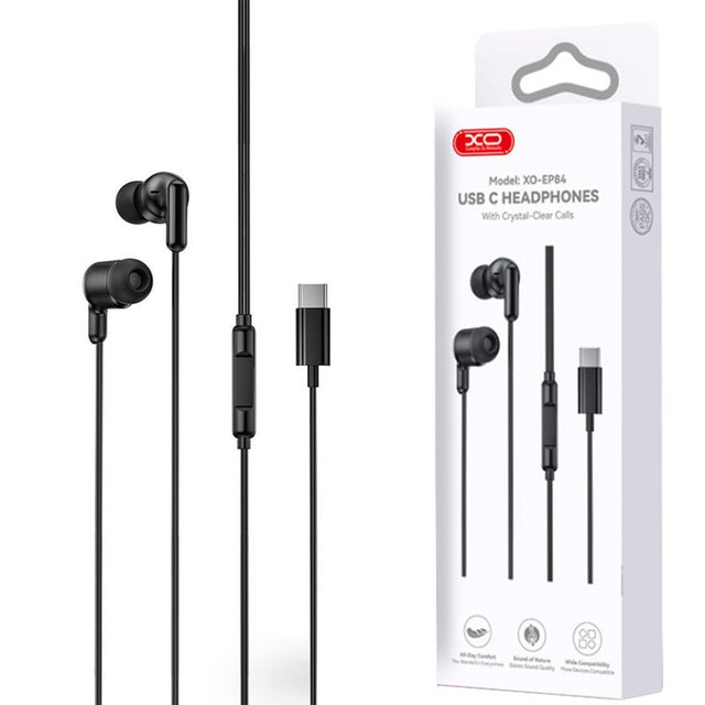 Casti cu Fir XO EP84, In Ear, USB-C, Stereo HiFi - Negru