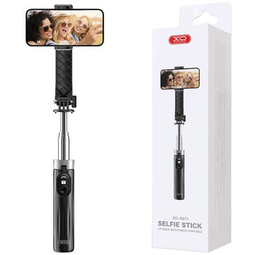 Suport Stand XO SS11, tip Selfie, Brat Telescopic, 4 Picioare, 100cm, Reinforced - Negru