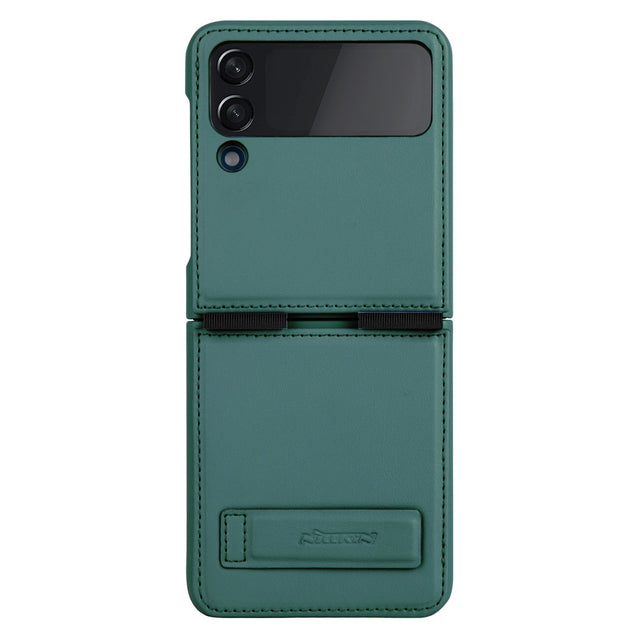 Husa Nillkin pentru Samsung Z Flip 4, Qin Piele, PC Piele - Deep verde