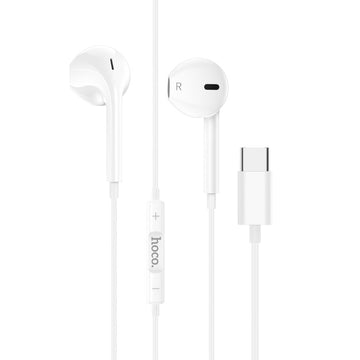 Casti cu Fir Hoco M101 Crystal Joy, In Ear, USB-C, Microfon - Alb